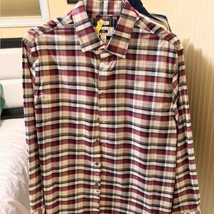 Joseph Abboud Red and White Plaid Button Down Shirt